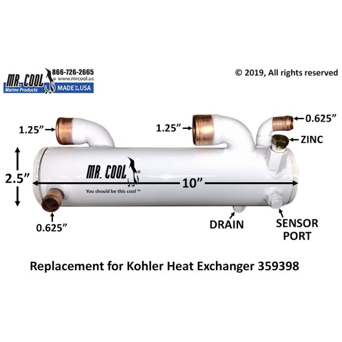 KOHLER 6.5 8.0 EFOZD HEAT EXCHANGER 359398, 30879 Replacement MR COOL