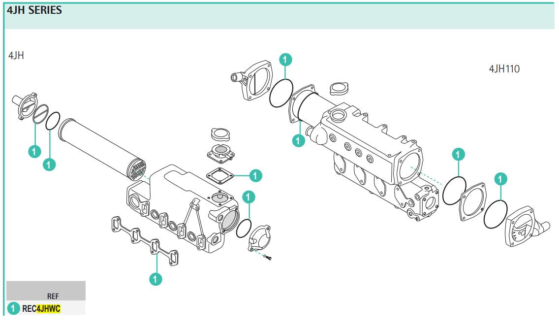 Yanmar 4JH Series Heat echanger/ cooler Aftermarket  gasket kit REC 4JHWC