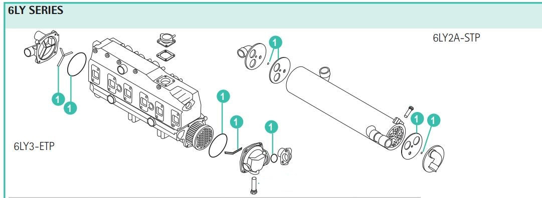 Yanmar 6LY Heat Exchanger Gasket kit  for all 6LY Models ( 6LYWC)