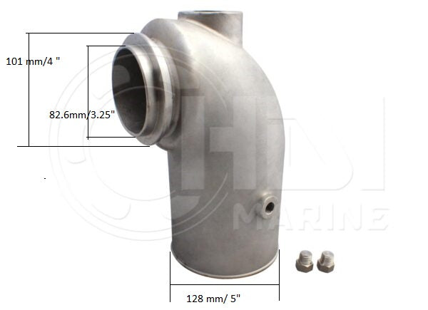 Detroit Diesel 8.2T, 8.2TI, 8V71 Mixing Elbow in 316 Stainless Steel (HDI DET)