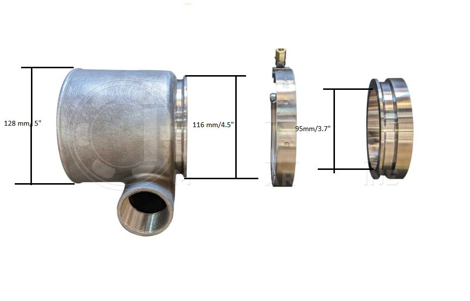 4"x 5" Cast 316 Stainless Steel Exhaust Mixing Elbow Kit