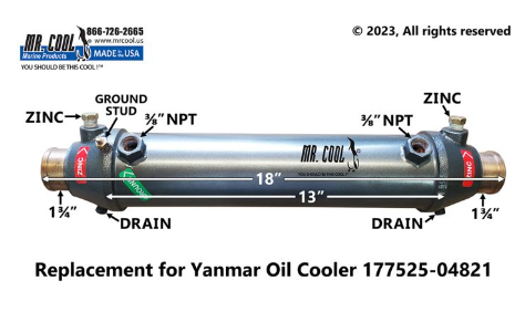 Oil Cooler Yanmar 6LY3-STP, KMH61A 177525-04821 Replacement Mr Cool