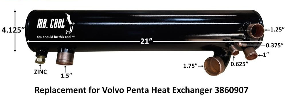 Volvo Penta 8.1 GI & 8.1 IPS Marine Petrol Heat Exchanger 3860907 Replacement