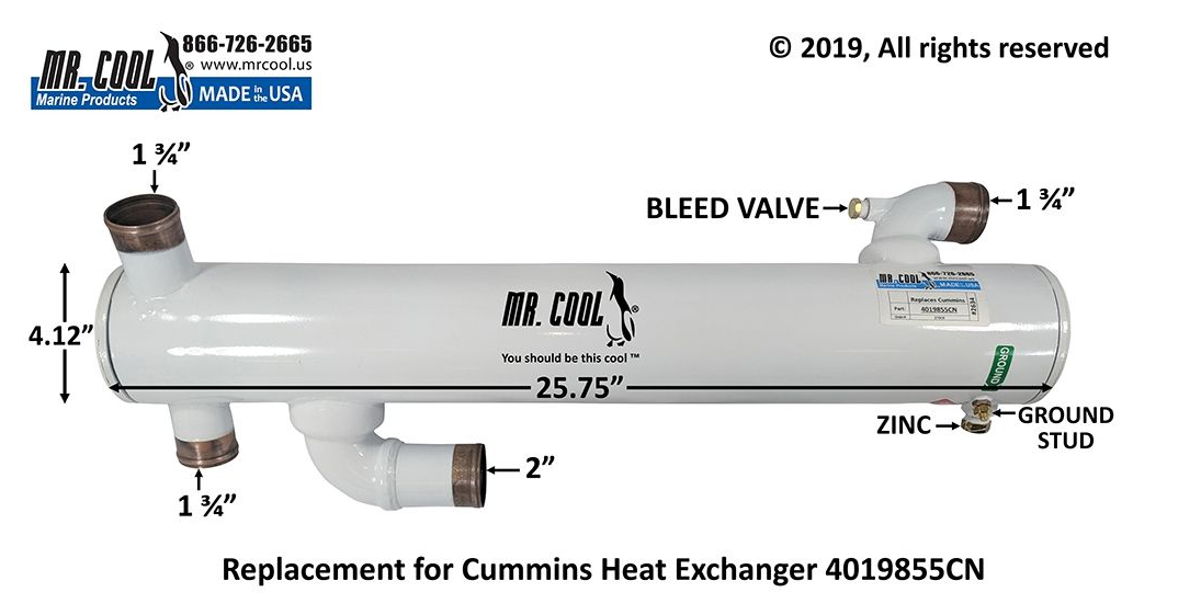 Cummins 6BT Heat Exchanger 4019855CN 4x25 Replacement MR COOL