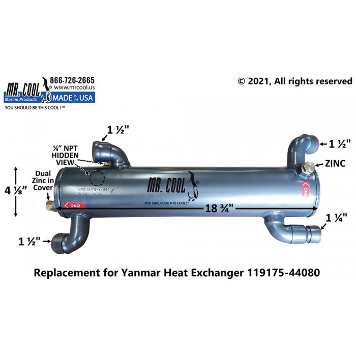 Yanmar 4LHA -STZE(P) DTZE(P) HEAT EXCHANGER 119175-44080 Replacement