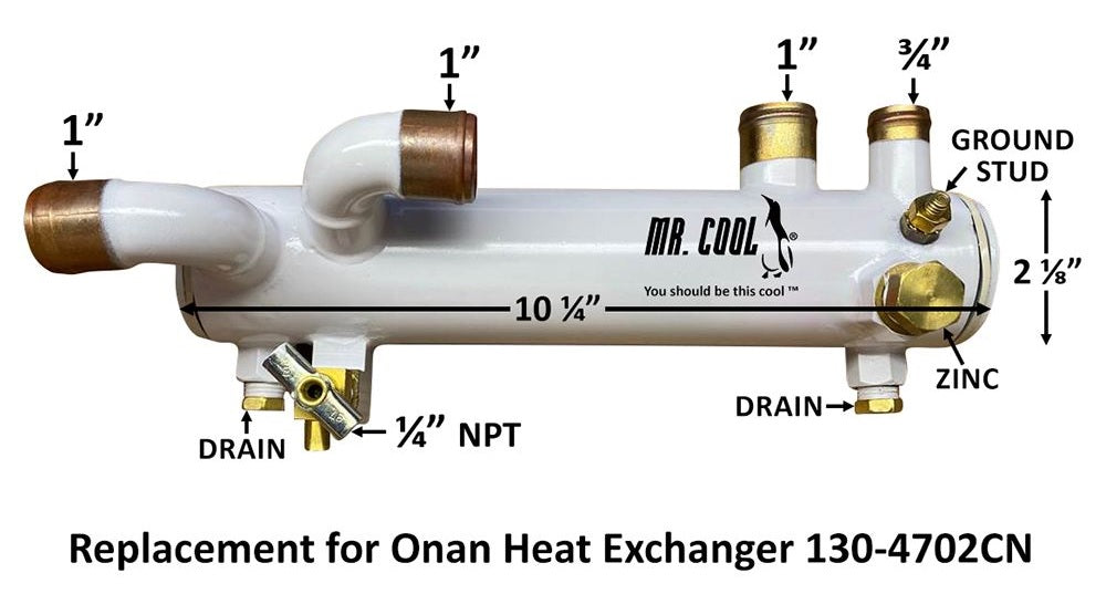 ONAN MDKAL, MDKAV /AW/AZ HEAT EXCHANGER 130-4702, 130-4985-03, 130-6547-03