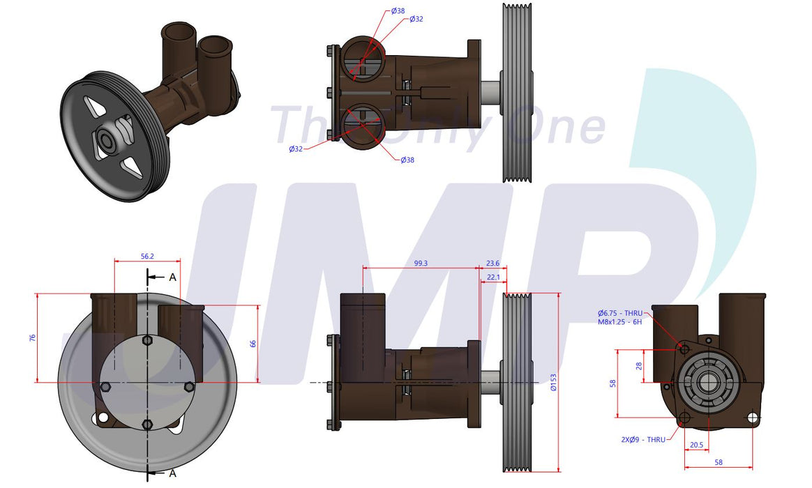 Volvo Penta D3 A Series Seawater Pump 21141637 Replacement ( JPR-VP0030DA)