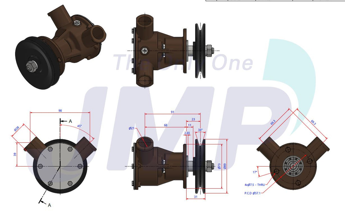 Craftsman CM4.65 & CM4.8, 4 Cylinder engine & Vetus VH4.65 Seawater Pump