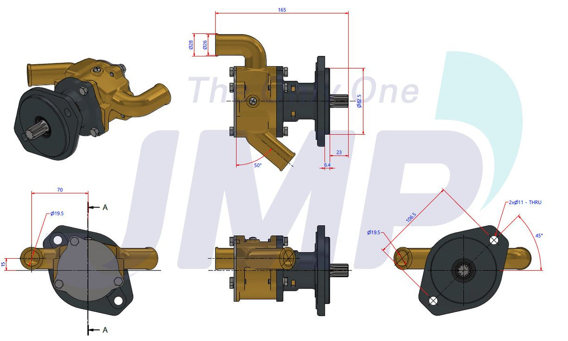 Onan MDKDS Sherwood G-1012 (G1009) Seawater Pump Replacement JPR-ON7312