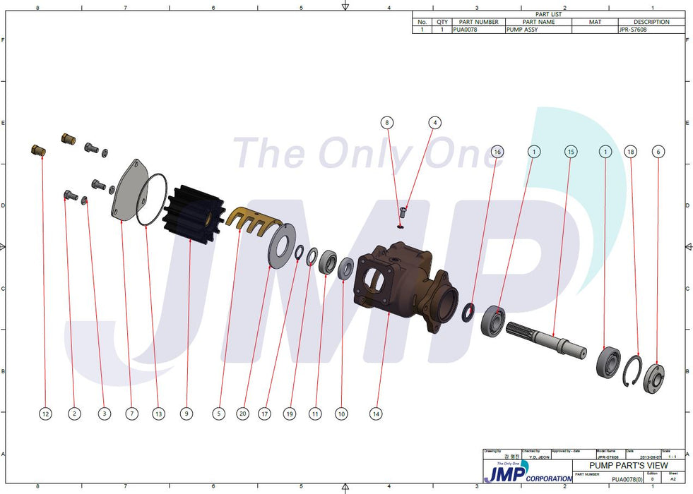 Cummins QSB Seawater Pump (Sherwood P2701, P2706, P2708) replacement JMP JPR-S7608