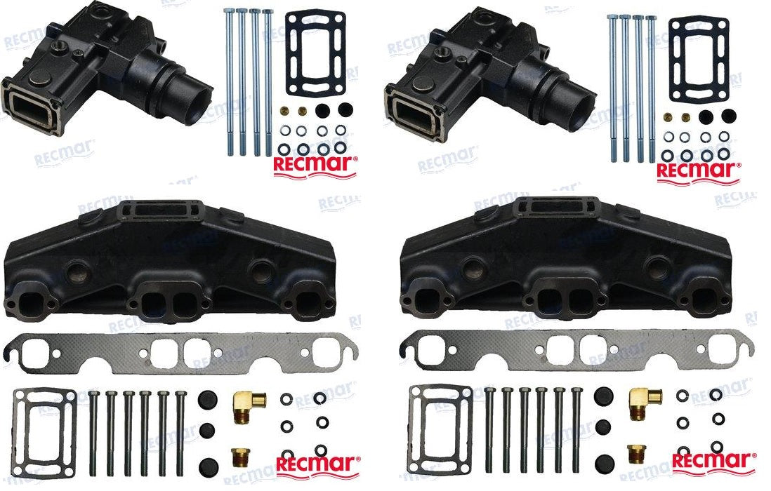 Volvo Penta V8 5.0, 5.7L Manifolds & Extra Tall Risers (11.3") Kit RECMAR