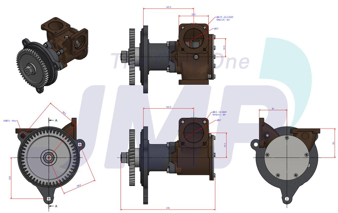 Volvo Penta D13B/C Series Seawater Pump 22905150 23271274 Replacement JPR-VP0130D